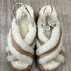 UGG Women's Tan and Cream Platform Sandals